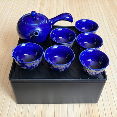 Дорожный набор чайной посуды синий с чабанью